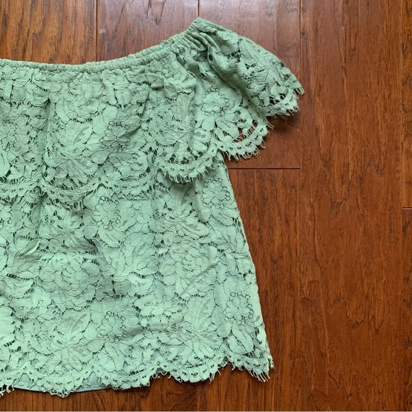 Sugar Lips Sage Off The Shoulder Lace Top | Size S - Picture 6 of 9